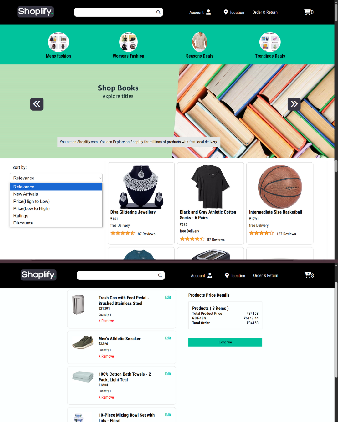 Shoplify e-commerce website